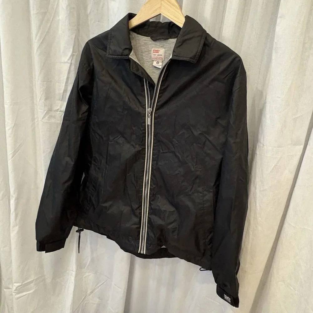 Vintage Levi's Dry Goods Two Horse Black Nylon‎ Coaches Jacket Mens Size Small